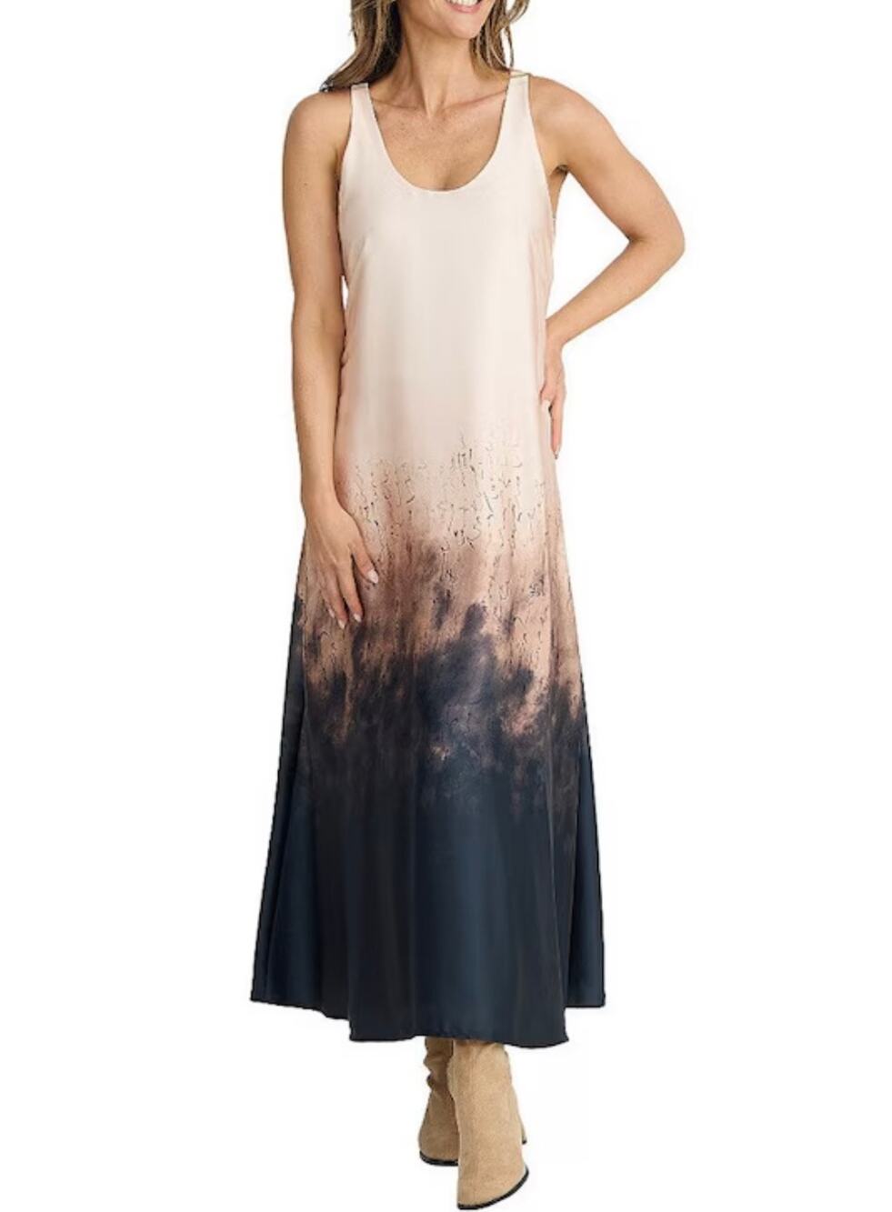 Brave + True $198 Audrey Sleeveless Scoop Neckline Ombre Print Maxi Dress XS